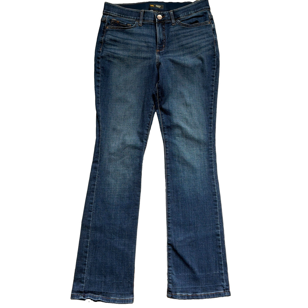Lee Bootcut Jeans Womens 12 Long Blue Regular Fit Mid Rise Flex Motion Western